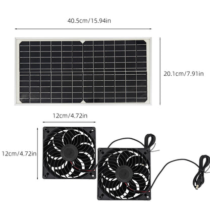 Solar Panel Fan Kit - 16W Monocrystalline Solar Powered Ventilation System with Dual Fans V888-ELOSUNG36869