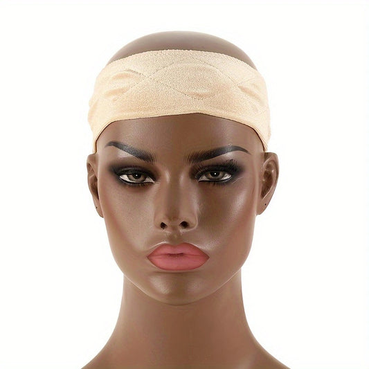3-Pack Beige Velvet Wig Headband - Soft, Stretchy & Secure Lace Wig Band for Seamless Hairpiece Fit V888-ELOSUNG36878