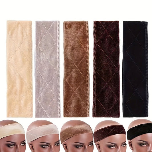 3-Pack Beige Velvet Wig Headband - Soft, Stretchy & Secure Lace Wig Band for Seamless Hairpiece Fit V888-ELOSUNG36878