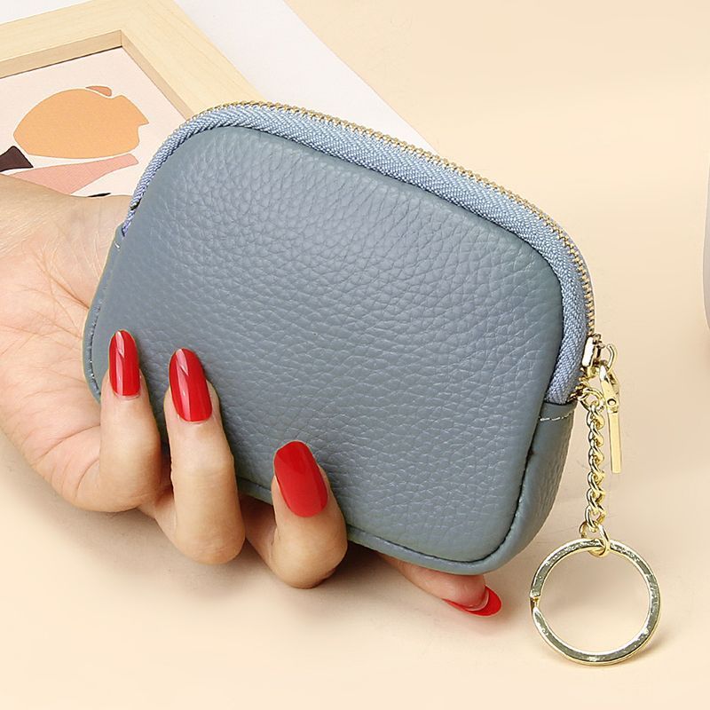 Blue Stylish Mini Zipper Wallet for Women - Compact PU Coin Purse with Key Ring & Card Storage (3-Pack) V888-ELOSUNG36881