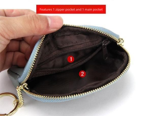 Brown Stylish Mini Zipper Wallet for Women - Compact PU Coin Purse with Key Ring & Card Storage (3-Pack) V888-ELOSUNG36883