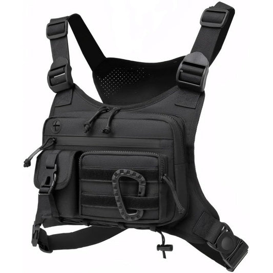 Black Outdoor Tactical Chest Pack - Lightweight Running & Hiking Vest for Men (27x17x5cm) V888-ELOSUNG36893