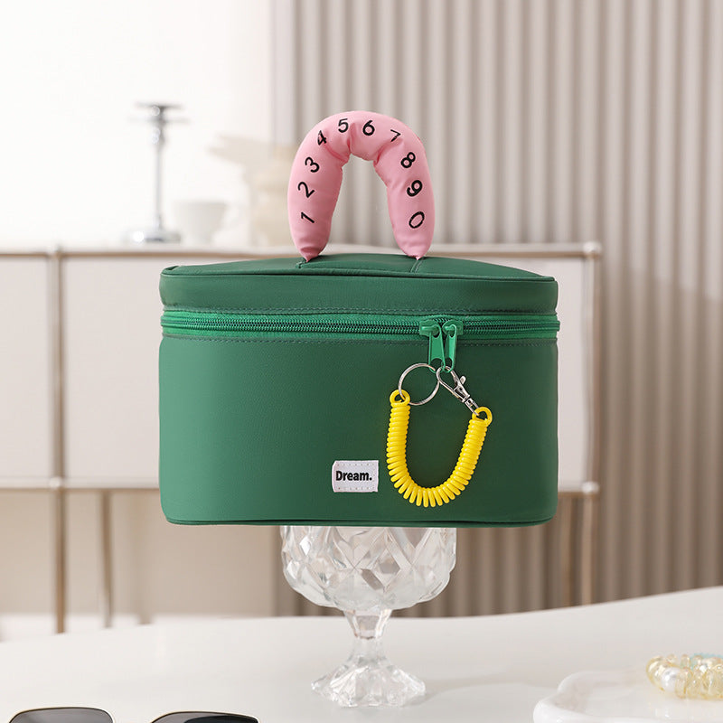 Green Portable Makeup Bag - Large Capacity, Multi-Compartment Cosmetic Organizer for Women (22x13x15cm) V888-ELOSUNG36898