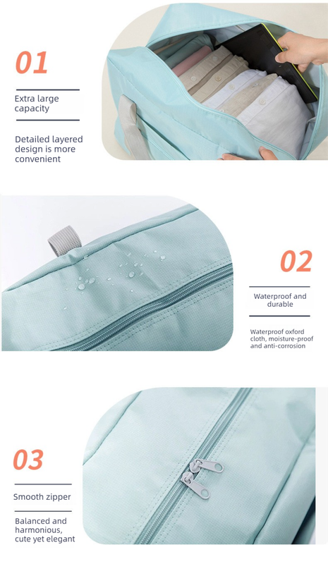 Pink Foldable Travel Duffel Bag - Lightweight, Waterproof Oxford Fabric Storage Bag for Short Trips, V888-ELOSUNG36902