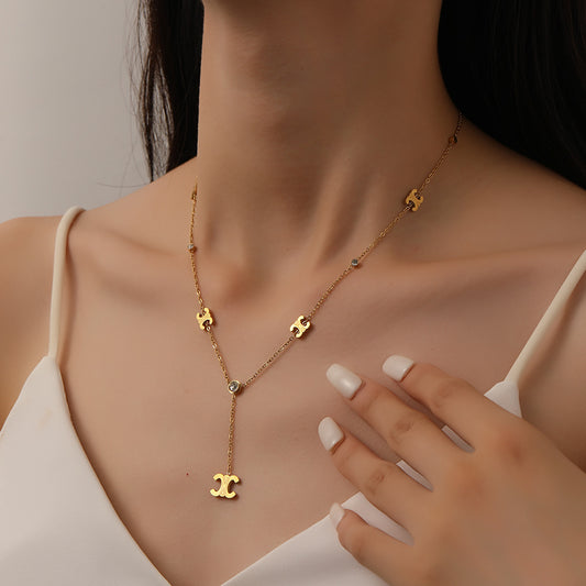 Stylish Stainless Steel Jewelry Set - Elegance Meets Durability with Parisian Arc de Triomphe Design V888-ELOSUNG36906