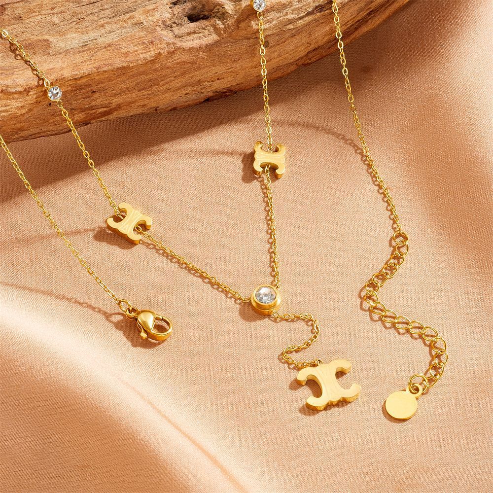 Stylish Stainless Steel Jewelry Set - Elegance Meets Durability with Parisian Arc de Triomphe Design V888-ELOSUNG36906