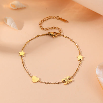 Stylish Stainless Steel Jewelry Set - Elegance Meets Durability with Parisian Arc de Triomphe Design V888-ELOSUNG36906