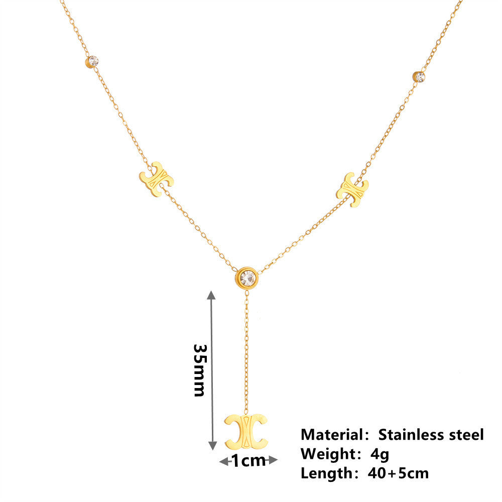 Stylish Stainless Steel Jewelry Set - Elegance Meets Durability with Parisian Arc de Triomphe Design V888-ELOSUNG36906
