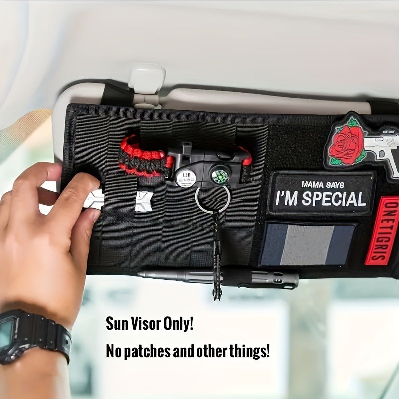 2 Pcs Green Car Sun Visor Organizer - Multi-Purpose Tactical Storage Bag for Tools, Cards & Gear V888-ELOSUNG36908