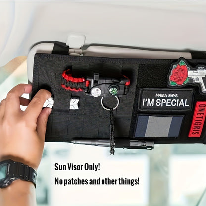 2 Pcs Khaki Car Sun Visor Organizer - Multi-Purpose Tactical Storage Bag for Tools, Cards & Gear V888-ELOSUNG36909