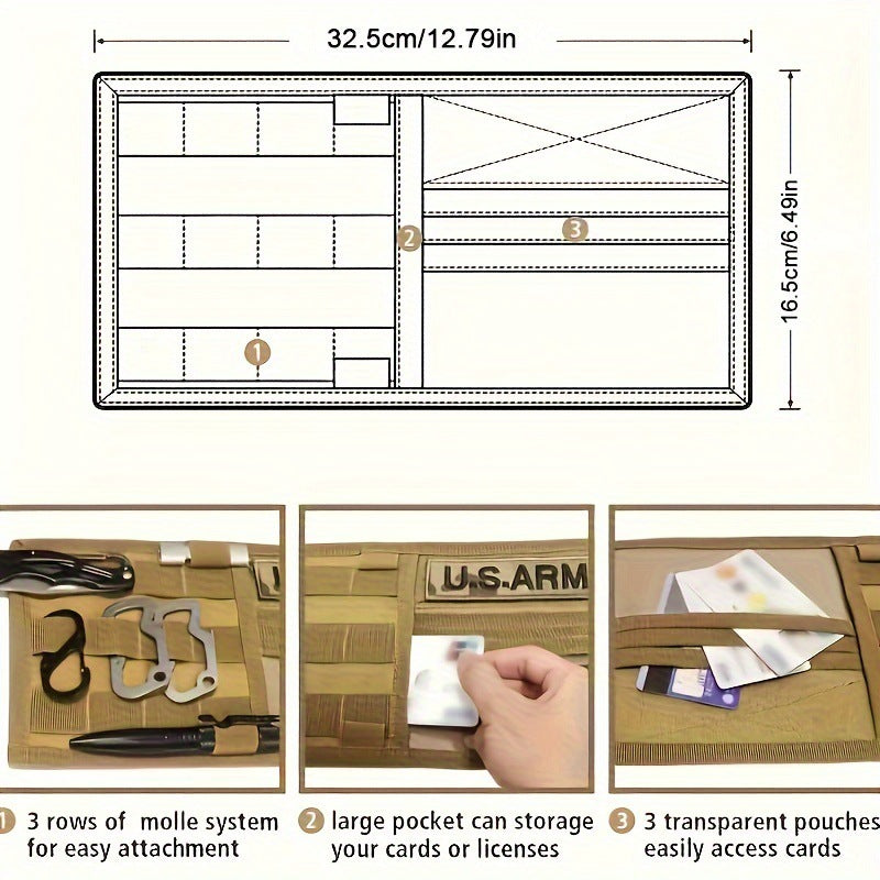2 Pcs Khaki Car Sun Visor Organizer - Multi-Purpose Tactical Storage Bag for Tools, Cards & Gear V888-ELOSUNG36909