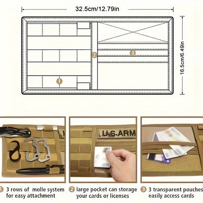 2 Pcs Khaki Car Sun Visor Organizer - Multi-Purpose Tactical Storage Bag for Tools, Cards & Gear V888-ELOSUNG36909