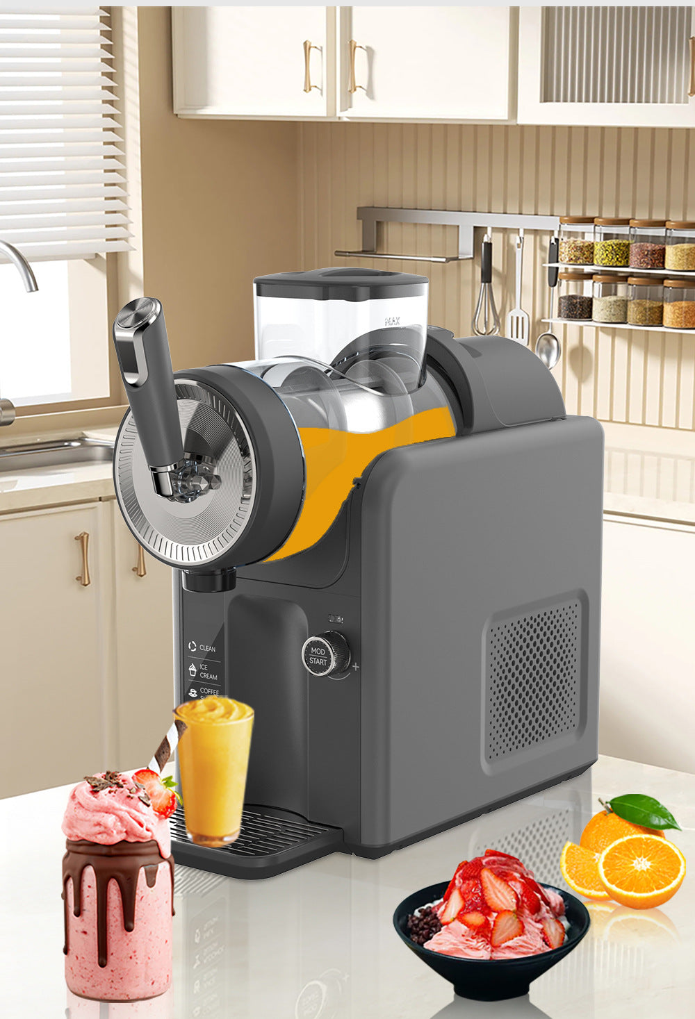 White Compact Home Cold Drink & Ice Cream Maker - Multi-Functional Slush, Milkshake, Coffee, Cocktail & Ice V888-ELOSUNG36920