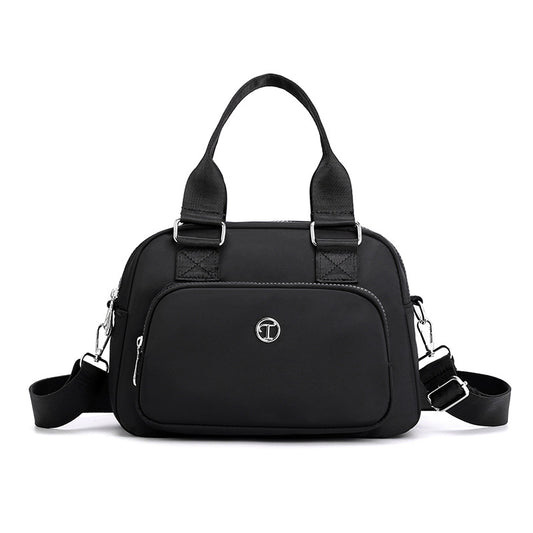 Black Large Capacity Single Shoulder Bag - Waterproof Nylon Tote with Adjustable Strap, Multi-Functional V888-ELOSUNG36921