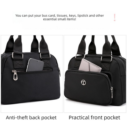 Black Large Capacity Single Shoulder Bag - Waterproof Nylon Tote with Adjustable Strap, Multi-Functional V888-ELOSUNG36921