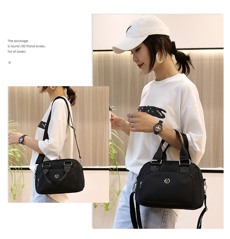 Black Large Capacity Single Shoulder Bag - Waterproof Nylon Tote with Adjustable Strap, Multi-Functional V888-ELOSUNG36921