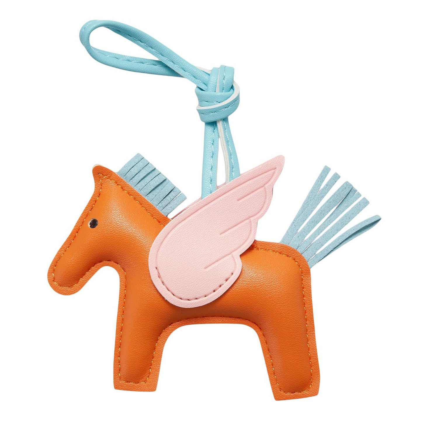 Orange PU Leather Pegasus Keychain - Cute Flying Horse Pendant with Wings and Rope, 3-Pack V888-ELOSUNG36926