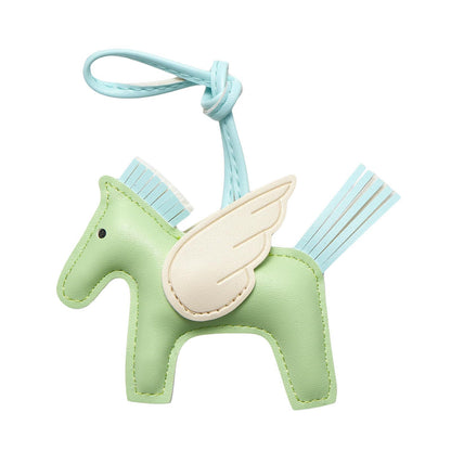 Green PU Leather Pegasus Keychain - Cute Flying Horse Pendant with Wings and Rope, 3-Pack V888-ELOSUNG36927
