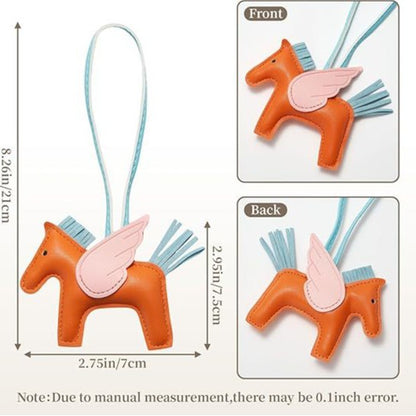 Brown PU Leather Pegasus Keychain - Cute Flying Horse Pendant with Wings and Rope, 3-Pack V888-ELOSUNG36928
