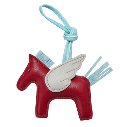 Red PU Leather Pegasus Keychain - Cute Flying Horse Pendant with Wings and Rope, 3-Pack V888-ELOSUNG36929
