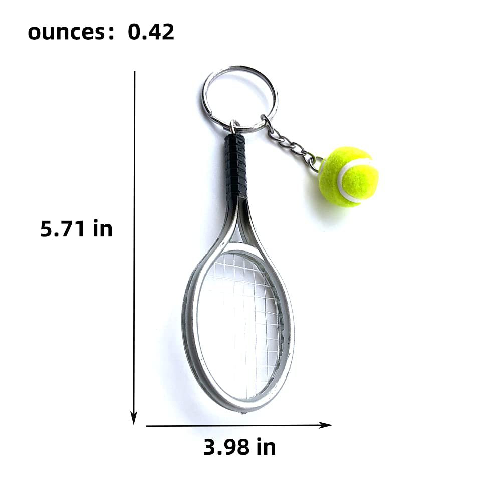 Green Simulation Tennis Racket Keychain - Mini Tennis Racket and Ball Pendant, 3-Pack V888-ELOSUNG36932