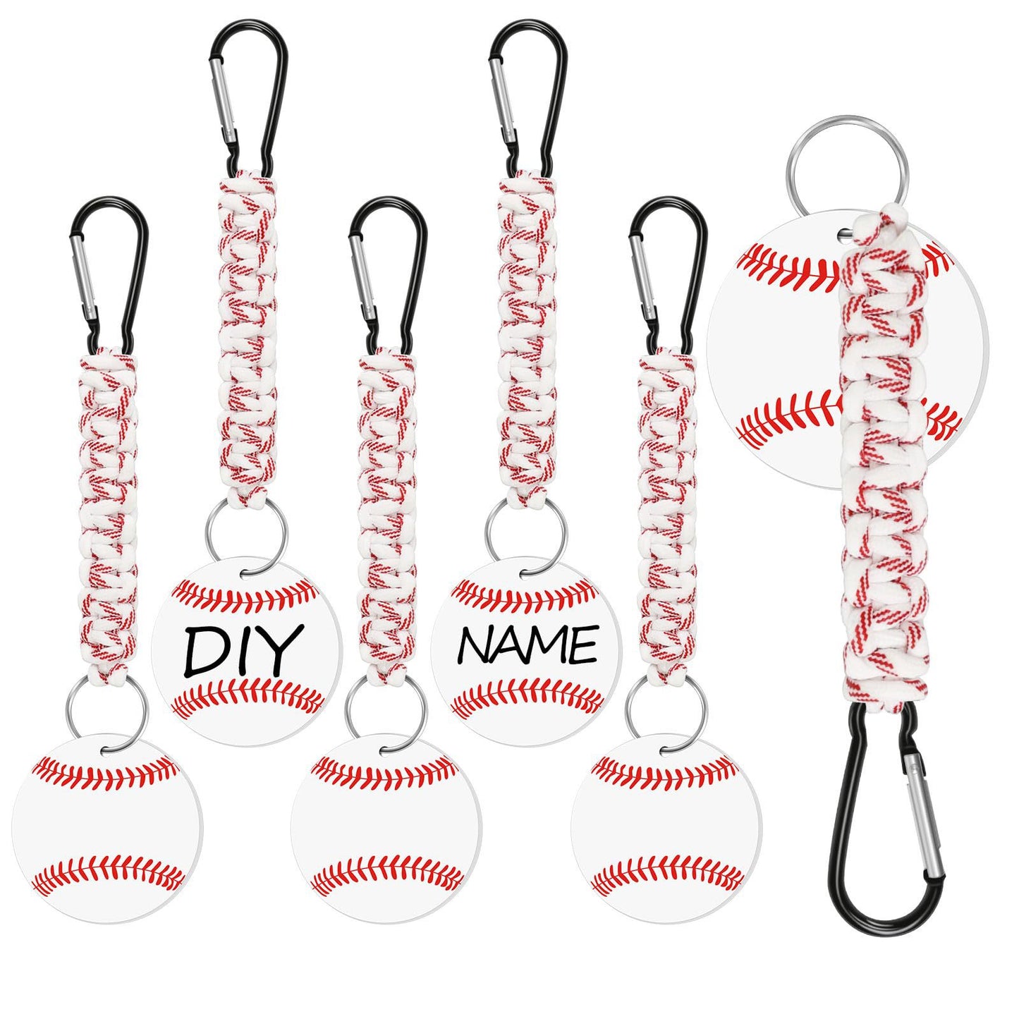 White DIY Baseball Keychain - Acrylic Ball Pendant with Nylon Rope, 2-Pack V888-ELOSUNG36937