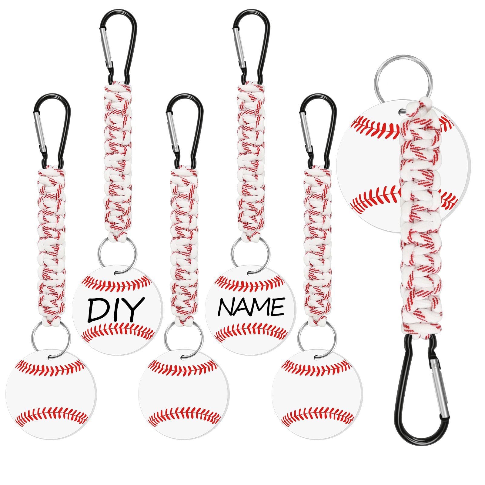 White DIY Baseball Keychain - Acrylic Ball Pendant with Nylon Rope, 2-Pack V888-ELOSUNG36937