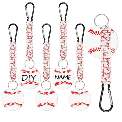White DIY Baseball Keychain - Acrylic Ball Pendant with Nylon Rope, 2-Pack V888-ELOSUNG36937