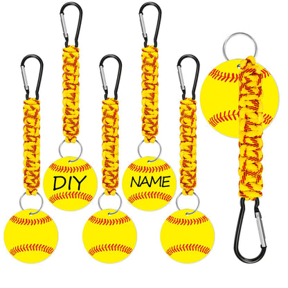 Yellow DIY Baseball Keychain - Acrylic Ball Pendant with Nylon Rope, 2-Pack V888-ELOSUNG36938