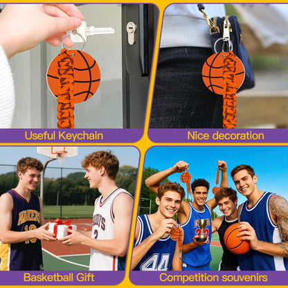 Brown DIY Basketball Keychain - Acrylic Ball Pendant with Nylon Rope, 2-Pack V888-ELOSUNG36939