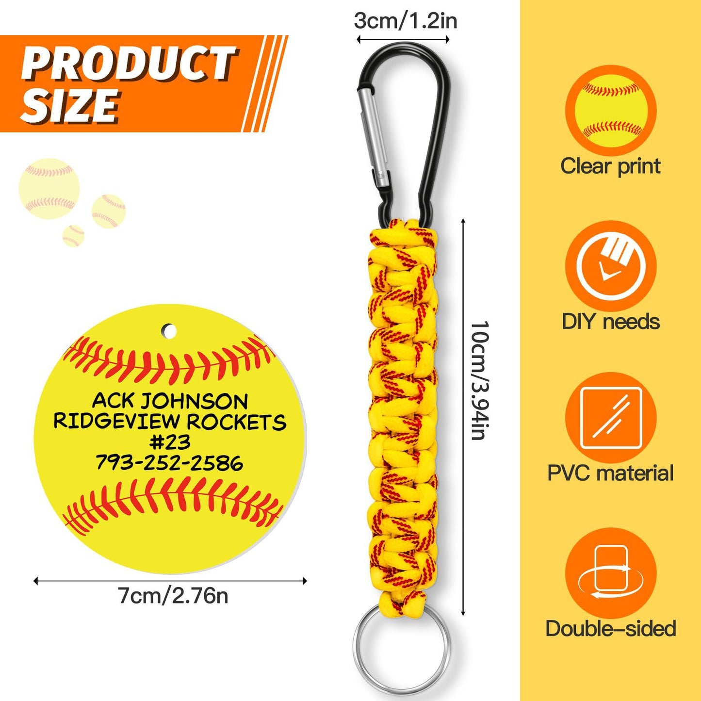 Brown DIY Basketball Keychain - Acrylic Ball Pendant with Nylon Rope, 2-Pack V888-ELOSUNG36939