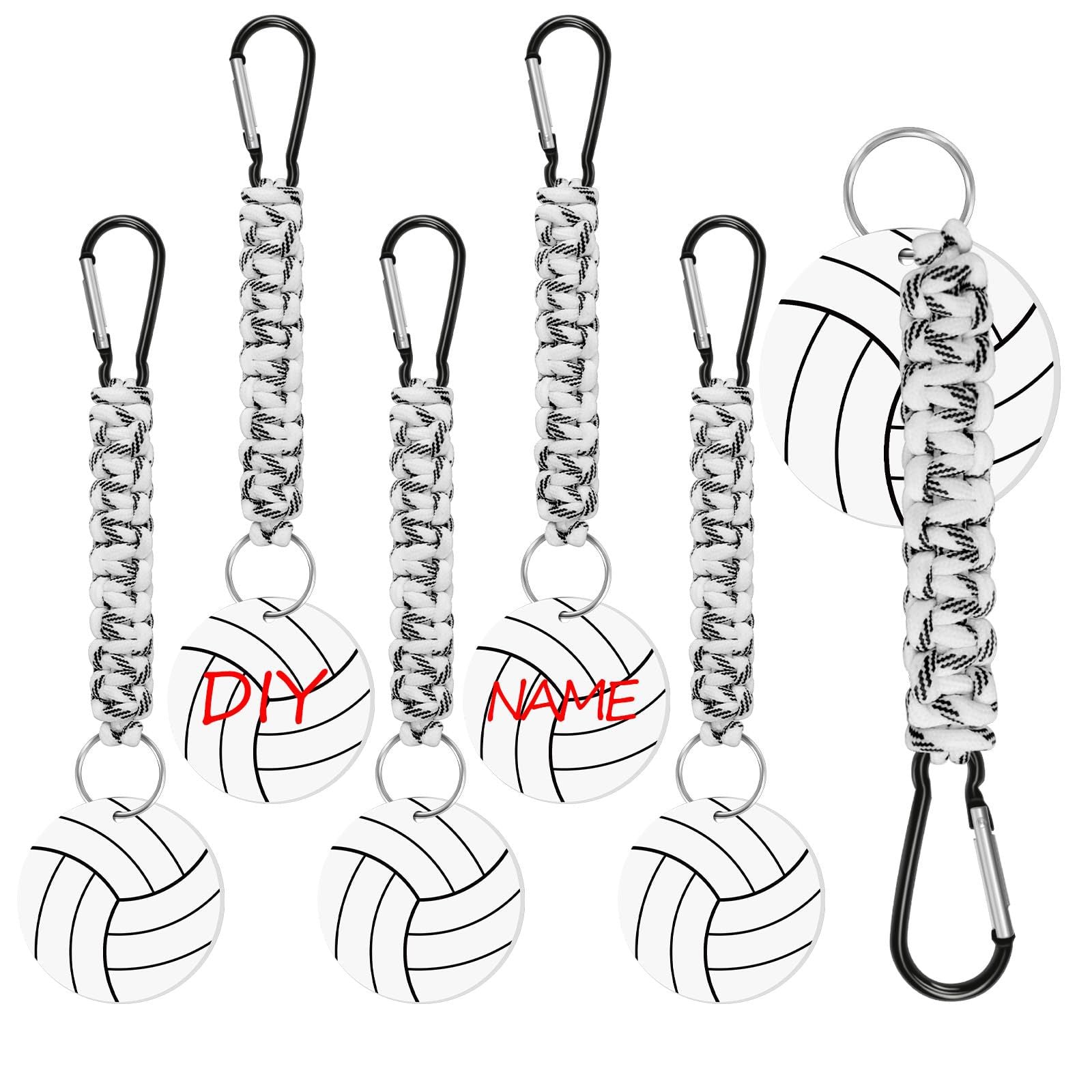 White DIY Volleyball Keychain - Acrylic Ball Pendant with Nylon Rope, 2-Pack V888-ELOSUNG36940