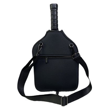 Black Neoprene Pickleball Paddle Cover - Waterproof Side Pocket Design, Shoulder Bag Style V888-ELOSUNG36942