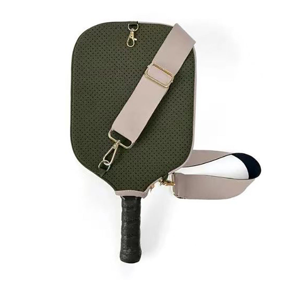 Green Neoprene Pickleball Paddle Cover - Waterproof Side Pocket Design, Shoulder Bag Style V888-ELOSUNG36943