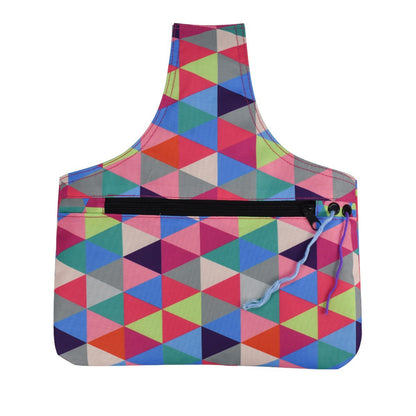 Colourful Knitting Storage Tote Bag - Colorful Geometric Triangles Craft Organizer with Zippered Pockets V888-ELOSUNG36947