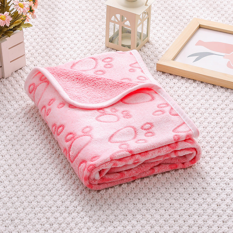 Pink Pet Blanket Set - Plush Paw Print Design, 3-Piece Pack (S/M/L Sizes) V888-ELOSUNG36950
