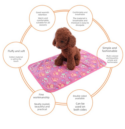 Brown Pet Blanket Set - Plush Paw Print Design, 3-Piece Pack (S/M/L Sizes) V888-ELOSUNG36952