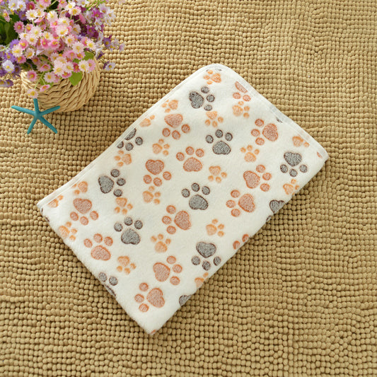 Beige Pet Blanket Set - Plush Paw Print Design, 3-Piece Pack (S/M/L Sizes) V888-ELOSUNG36953