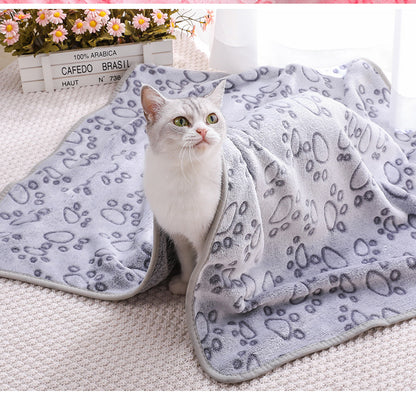 Beige Pet Blanket Set - Plush Paw Print Design, 3-Piece Pack (S/M/L Sizes) V888-ELOSUNG36953