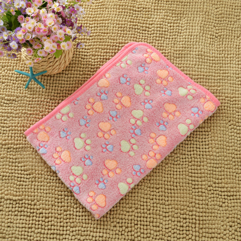 Pink Pet Blanket Set - Plush Paw Print Design, 3-Piece Pack (S/M/L Sizes) V888-ELOSUNG36954