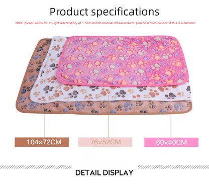 Pink Pet Blanket Set - Plush Paw Print Design, 3-Piece Pack (S/M/L Sizes) V888-ELOSUNG36954