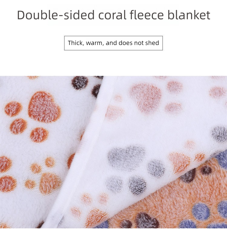 Pink Pet Blanket Set - Plush Paw Print Design, 3-Piece Pack (S/M/L Sizes) V888-ELOSUNG36954