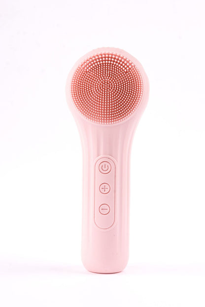 Pink Multi-Functional Silicone Facial Cleansing Brush - Ultrasonic & Heat Infusion Beauty Device V888-ELOSUNG36955