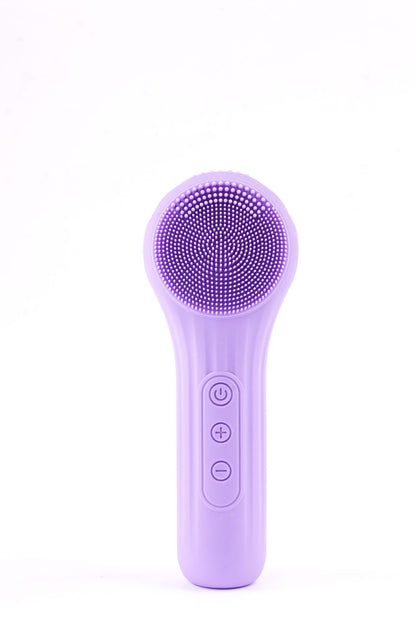 Purple Multi-Functional Silicone Facial Cleansing Brush - Ultrasonic & Heat Infusion Beauty Device V888-ELOSUNG36956