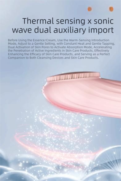Purple Multi-Functional Silicone Facial Cleansing Brush - Ultrasonic & Heat Infusion Beauty Device V888-ELOSUNG36956