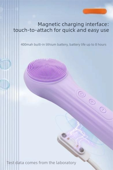 Purple Multi-Functional Silicone Facial Cleansing Brush - Ultrasonic & Heat Infusion Beauty Device V888-ELOSUNG36956