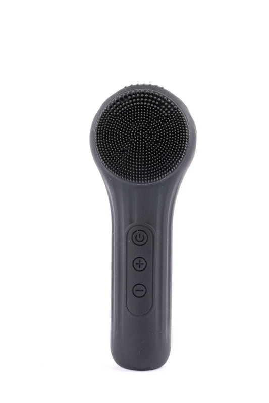 Black Multi-Functional Silicone Facial Cleansing Brush - Ultrasonic & Heat Infusion Beauty Device V888-ELOSUNG36957