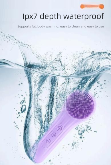 Black Multi-Functional Silicone Facial Cleansing Brush - Ultrasonic & Heat Infusion Beauty Device V888-ELOSUNG36957