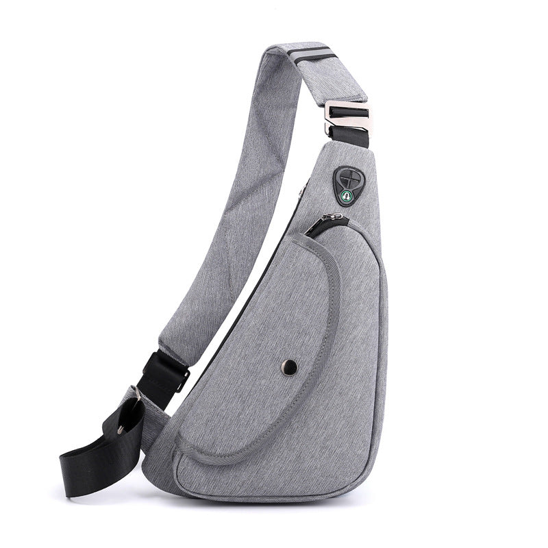 Grey Men's Nylon Fabric Chest Bag - Lightweight, Waterproof & Multi-Functional Crossbody Sling Bag V888-ELOSUNG36964