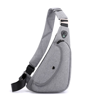 Grey Men's Nylon Fabric Chest Bag - Lightweight, Waterproof & Multi-Functional Crossbody Sling Bag V888-ELOSUNG36964